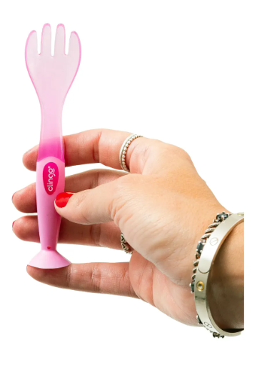 Kit Talheres Infantis com Ventosa Clingo Rosa – Garfo e Colher 6M+