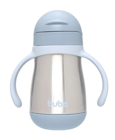 Copo Térmico Infantil Buba 270ml com Canudo e Alças – Parede Dupla +18M