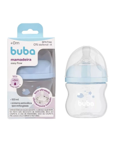 Mamadeira Buba Easy Flow 120ml Rosa +0 Meses – Bico Fluxo Tam. 1