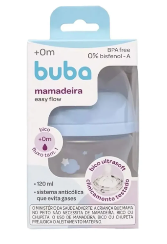 Mamadeira Buba Easy Flow 120ml Rosa +0 Meses – Bico Fluxo Tam. 1