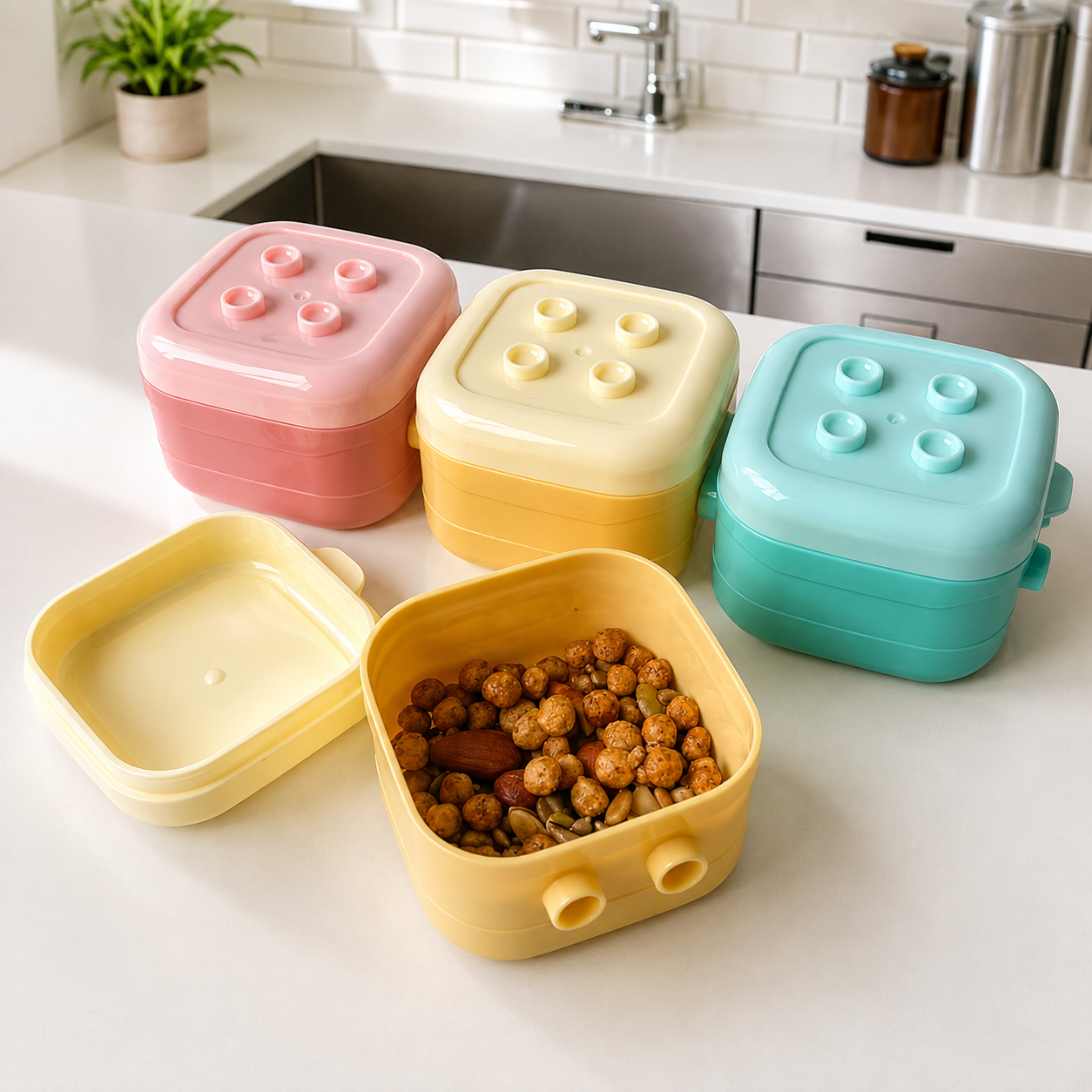 Mini Potinhos Empilháveis: Organização Perfeita para a Lancheira