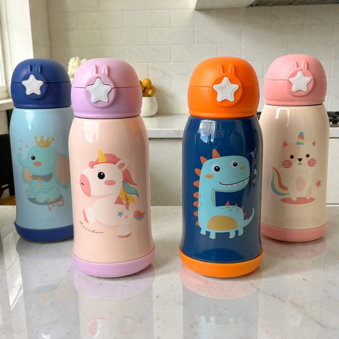 Garrafa Infantil Térmica Inox 500ml com Canudo – Anti-vazamento