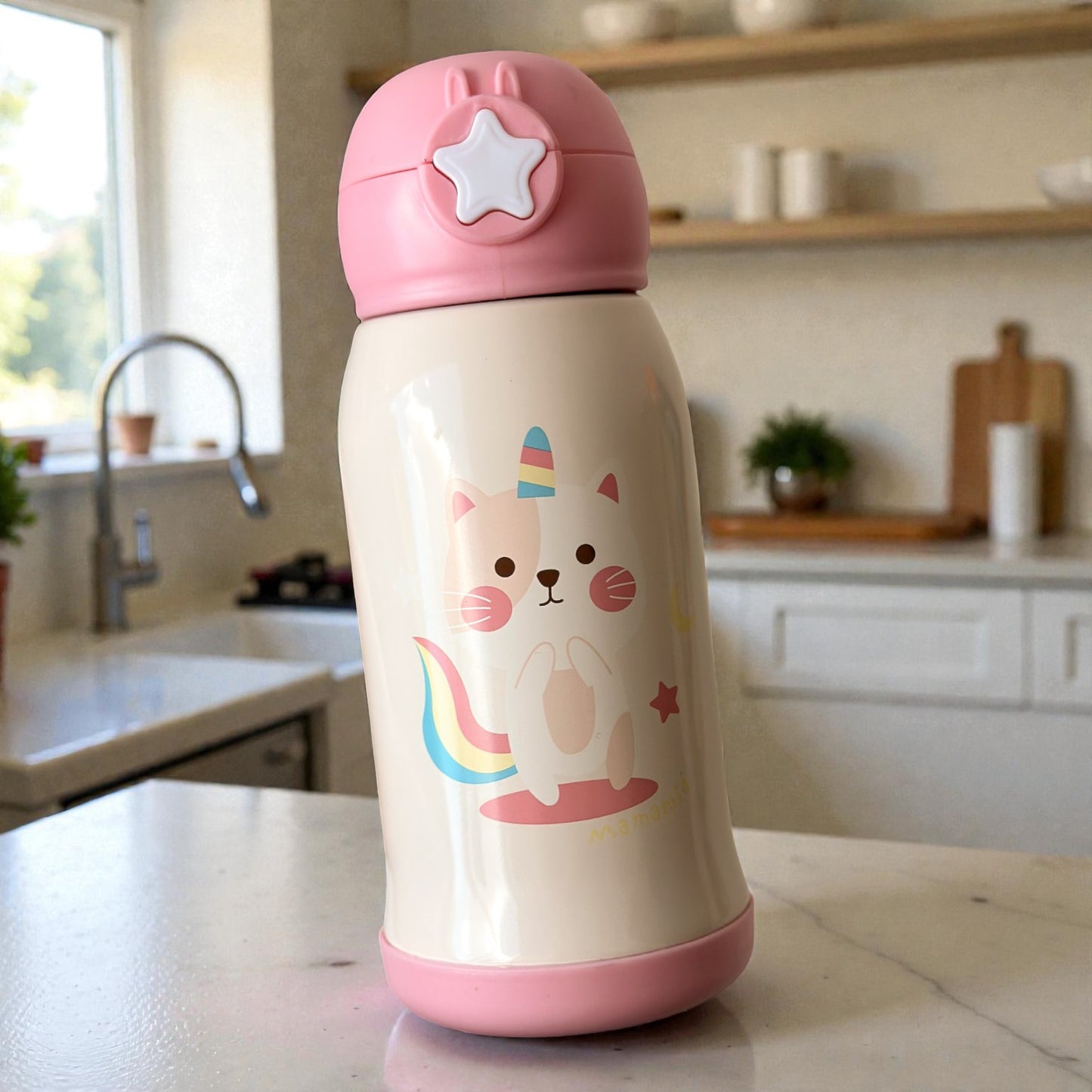 Garrafa Infantil Térmica Inox 500ml com Canudo – Anti-vazamento