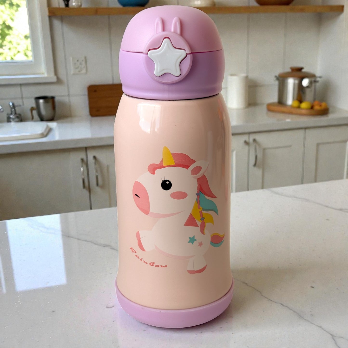 Garrafa Infantil Térmica Inox 500ml com Canudo – Anti-vazamento