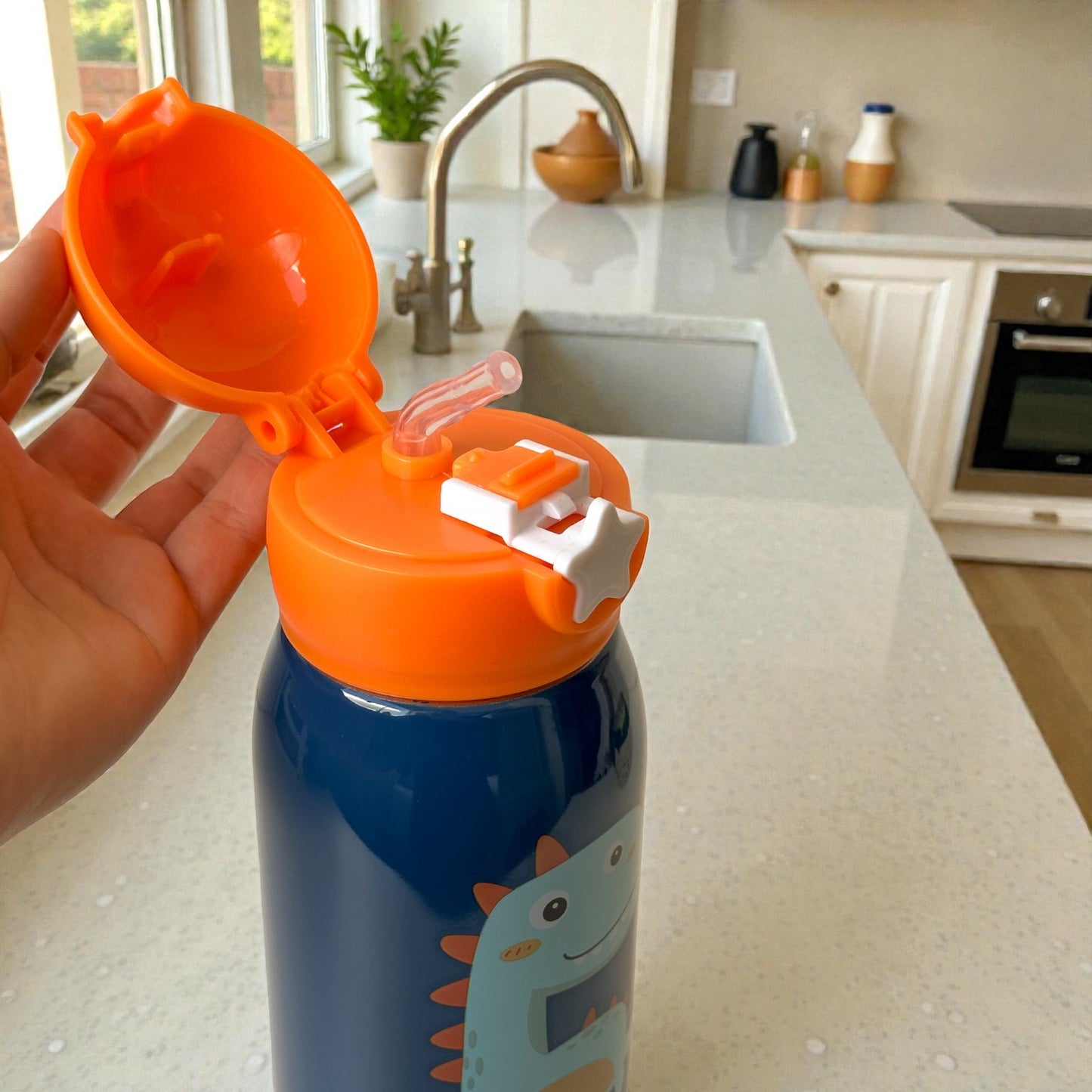 Garrafa Infantil Térmica Inox 500ml com Canudo – Anti-vazamento