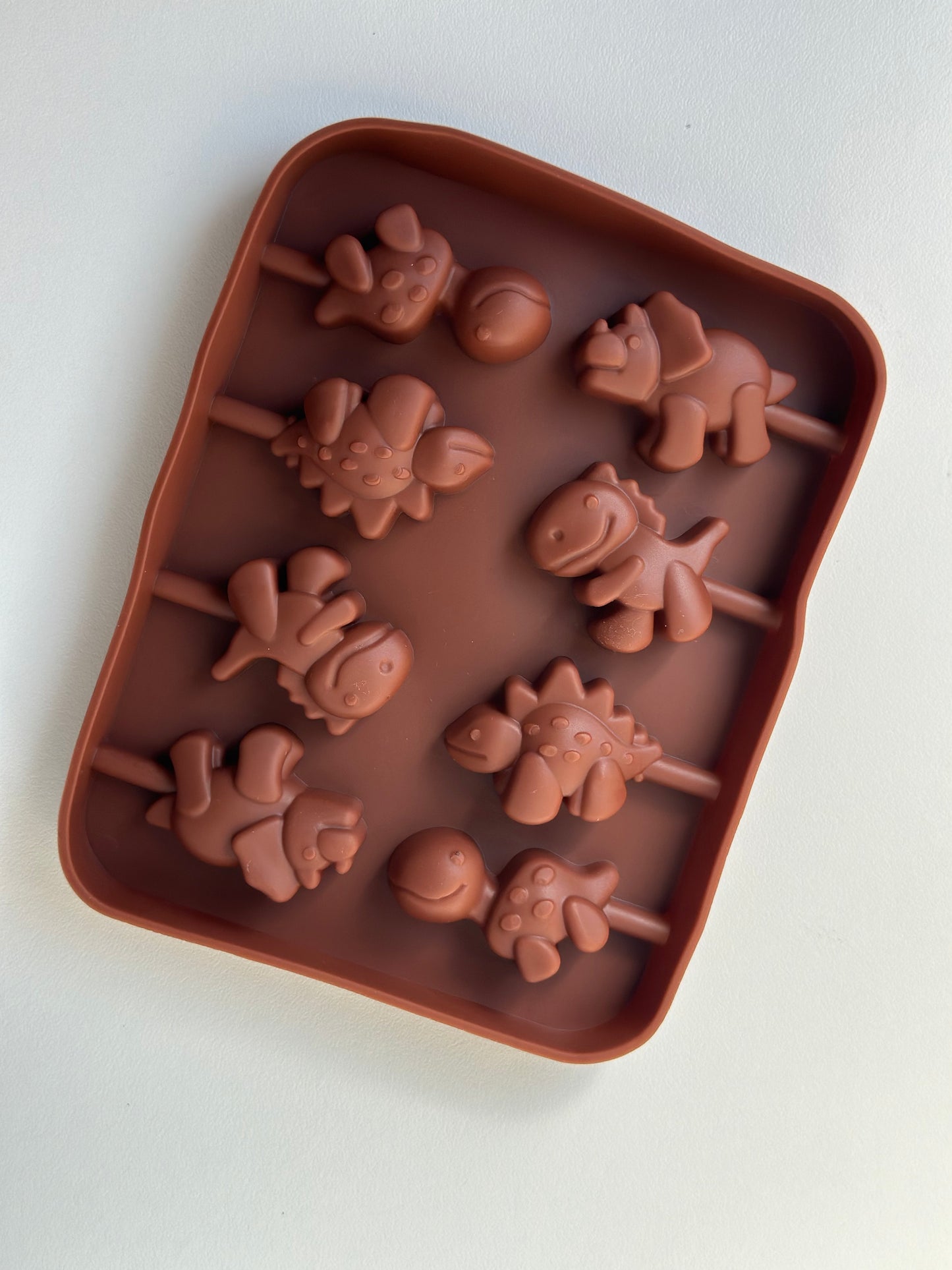 Molde DinoPop – Forma de Silicone para Pirulitos de Chocolate/Gelatina