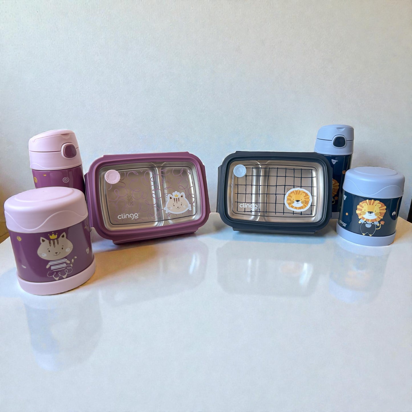 Kit Lancheira Clingo - Lancheira Snack + Pote Térmico 330ml + Garrafa Térmica 270ml