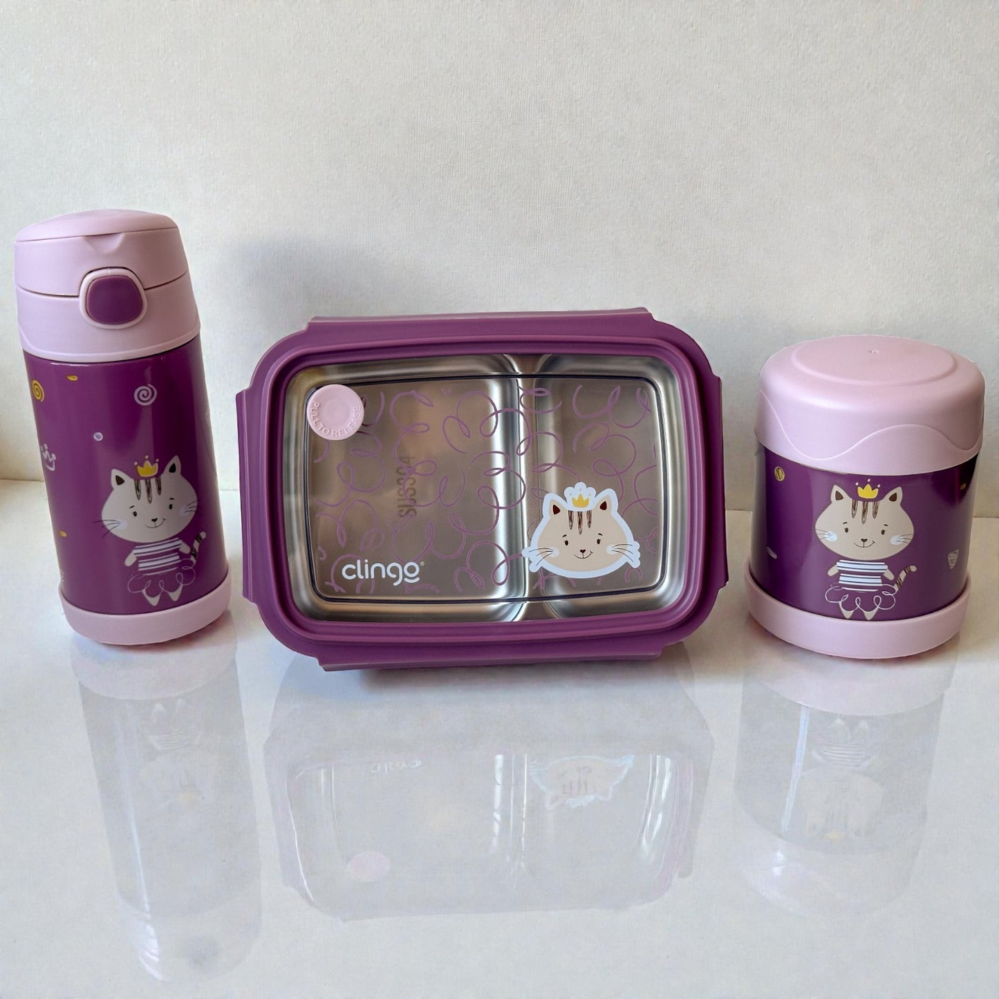 Kit Lancheira Clingo - Lancheira Snack + Pote Térmico 330ml + Garrafa Térmica 270ml