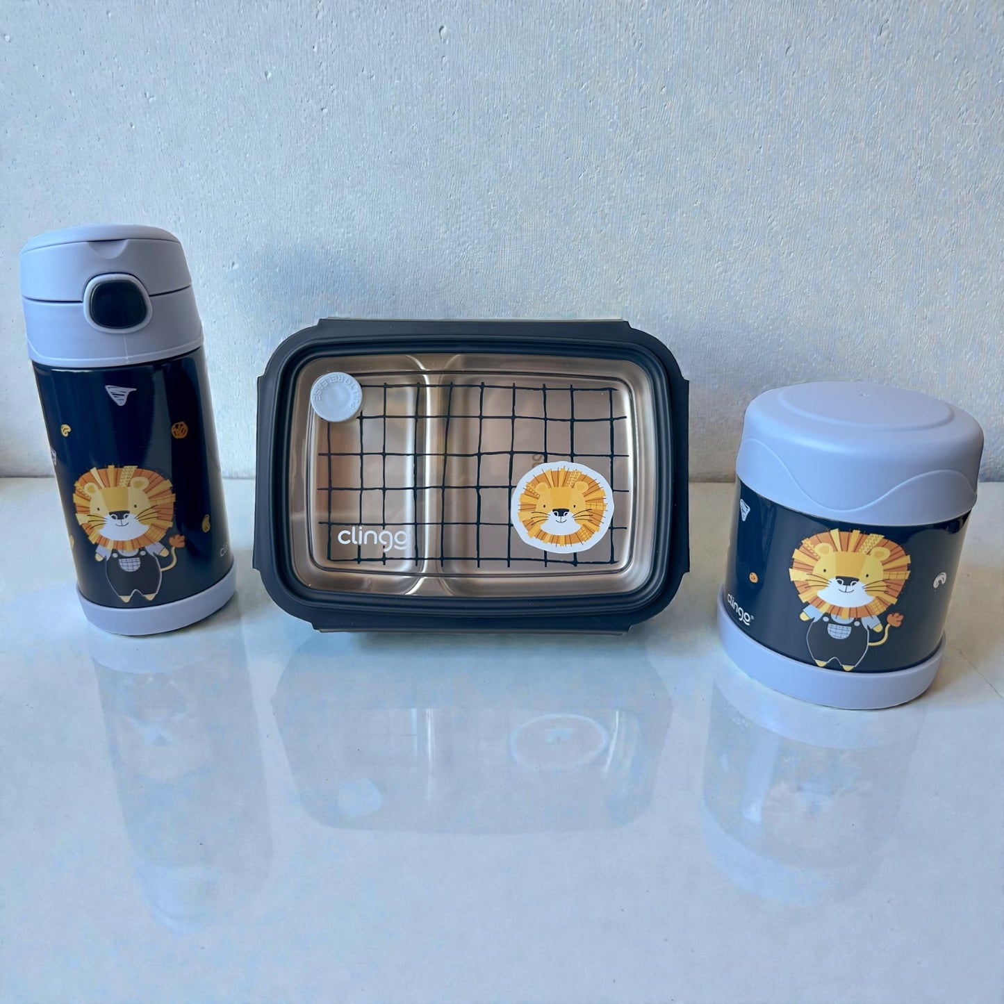 Kit Lancheira Clingo - Lancheira Snack + Pote Térmico 330ml + Garrafa Térmica 270ml