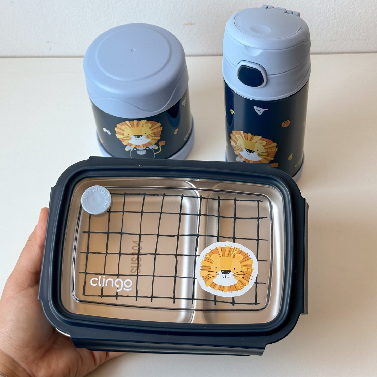 Kit Lancheira Clingo - Lancheira Snack + Pote Térmico 330ml + Garrafa Térmica 270ml