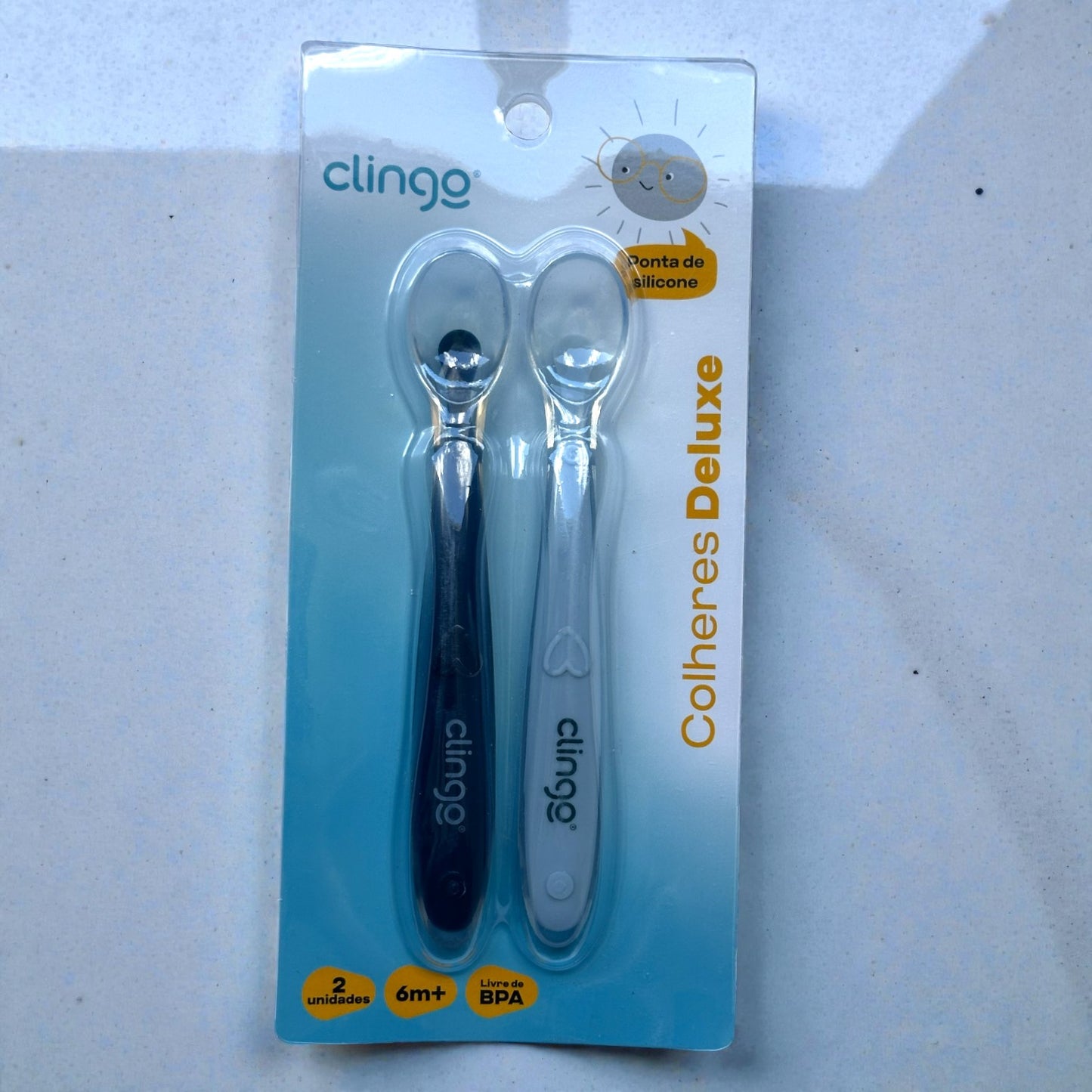 Colheres Deluxe Clingo com Ponta de Silicone – Kit com 2 Unidades (6m+)