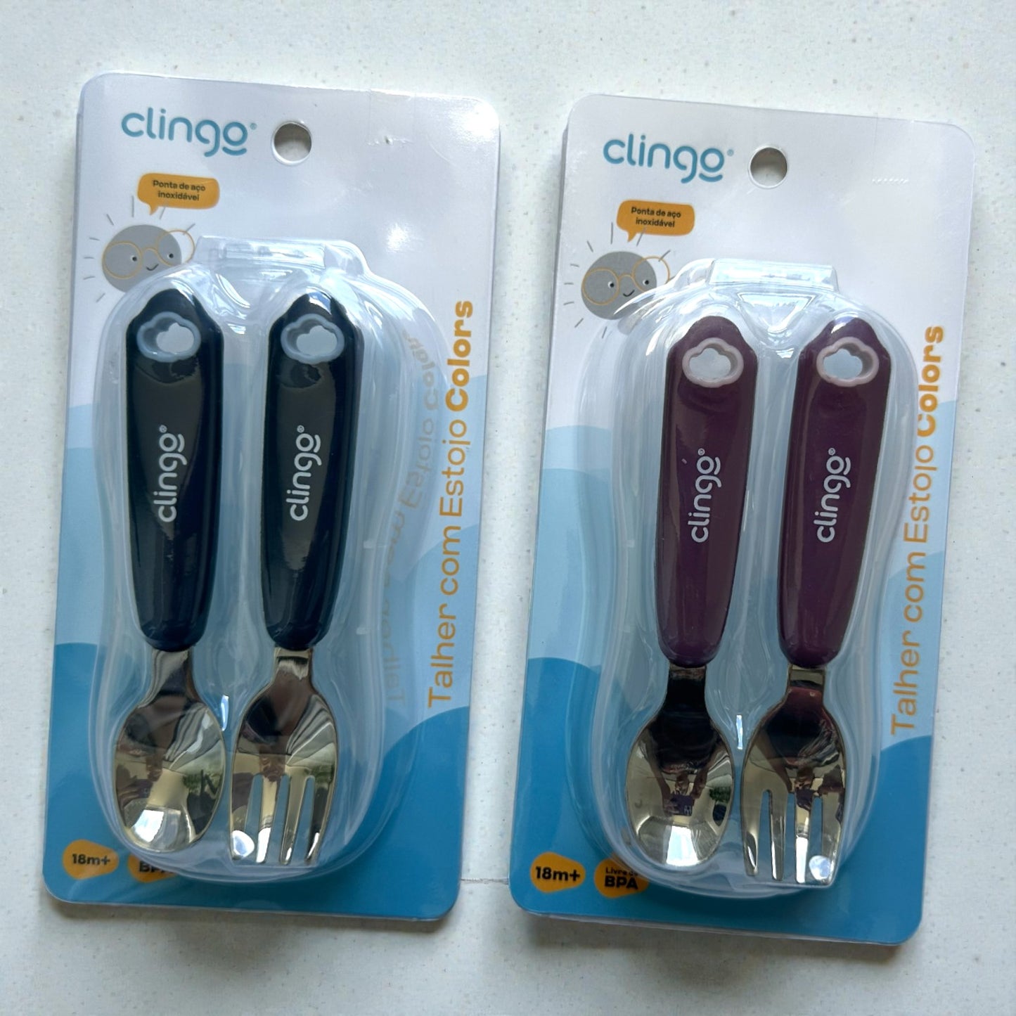 Talher Infantil Clingo com Estojo – Colher e Garfo em Aço Inox (18m+)