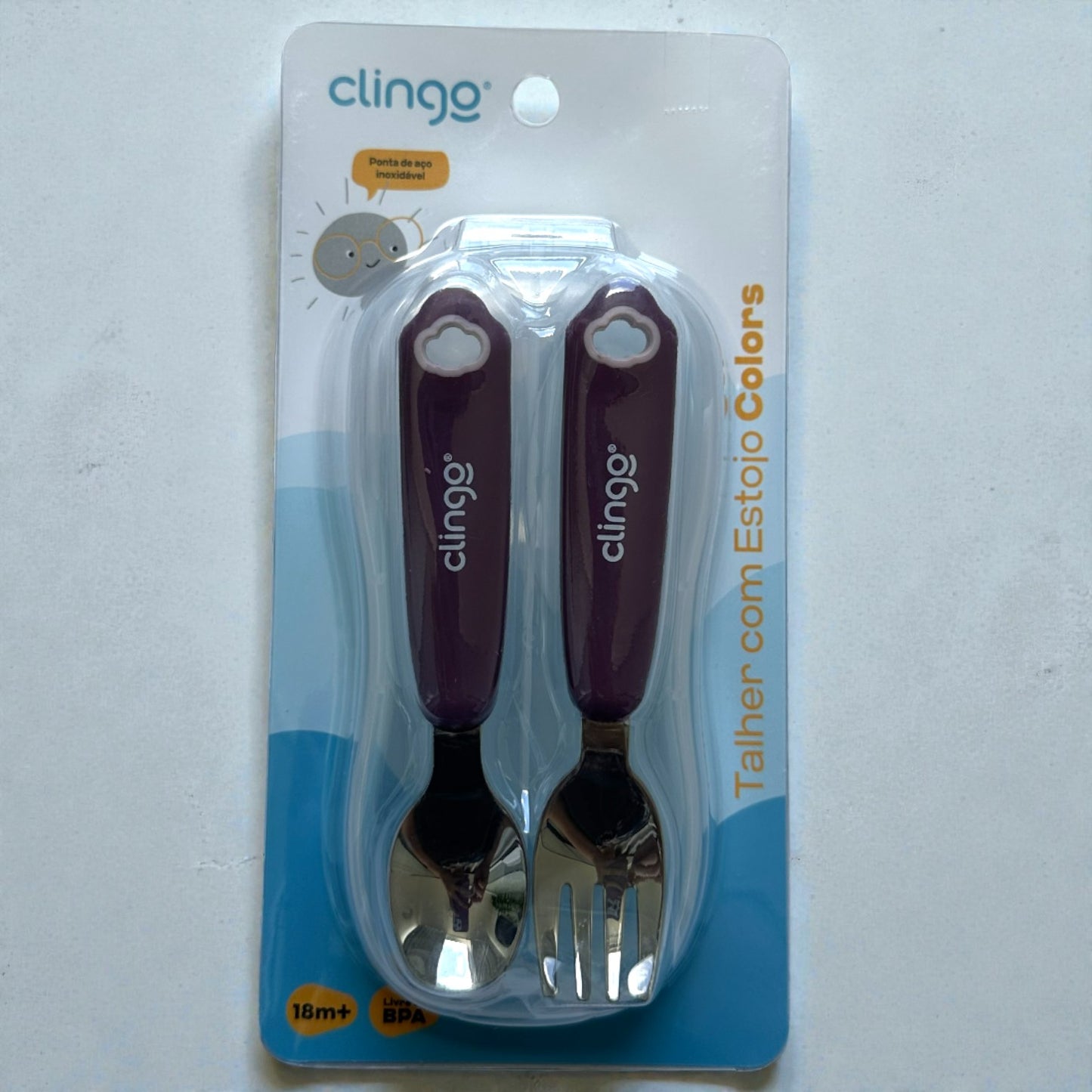 Talher Infantil Clingo com Estojo – Colher e Garfo em Aço Inox (18m+)