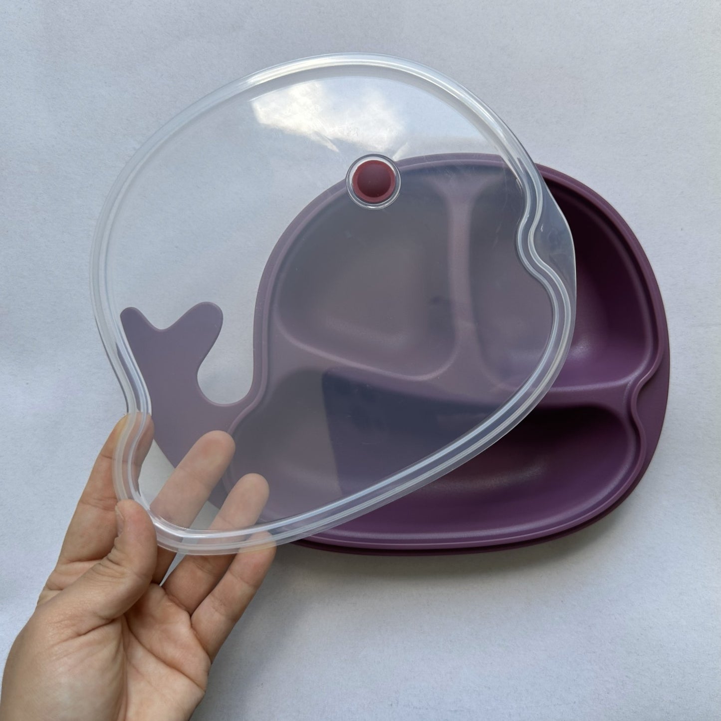Prato Infantil Baleia Clingo com Tampa – Silicone com 3 Divisórias (6m+)