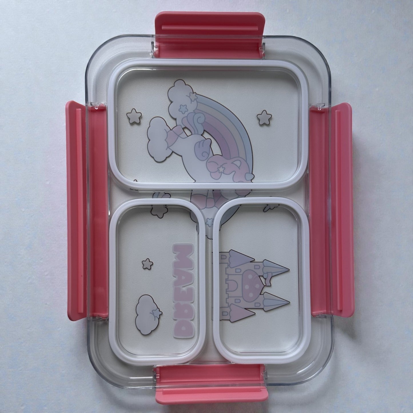 Lancheira Infantil Inox 3 Divisórias – Tampa com Travas - Modelos Dream e Space