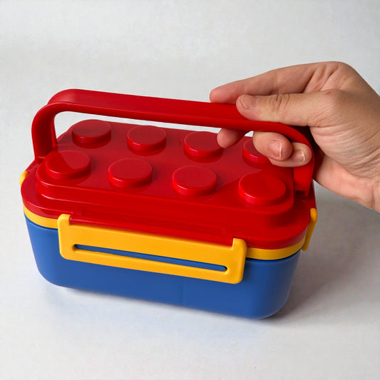 Lancheira Infantil com Divisórias e Talheres – Estilo Blocos, Colorida e Prática para o Dia a Dia