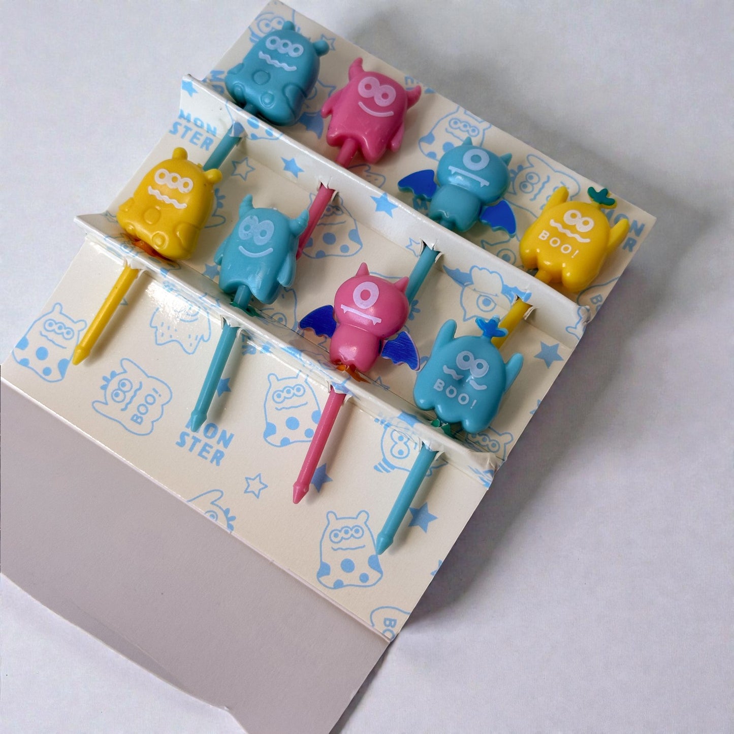 Palitos Decorativos para Frutas – Monster Picks - Kit com 8 Unidades para Lancheiras Infantis