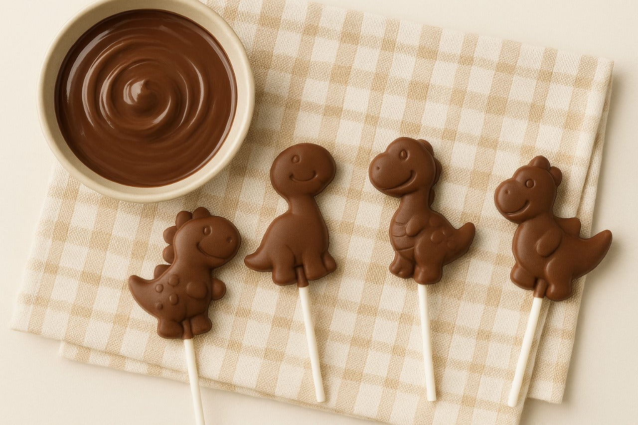 Molde DinoPop – Forma de Silicone para Pirulitos de Chocolate/Gelatina