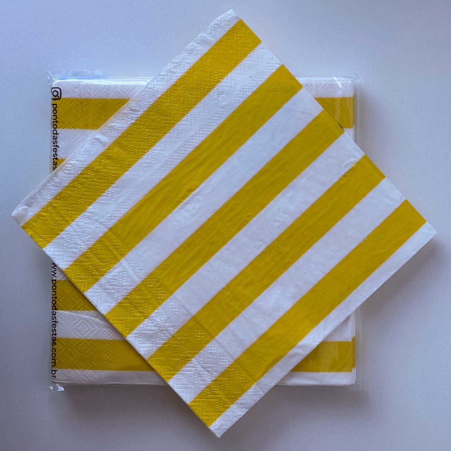 Guardanapo Listrado Amarelo – 33x33cm (20 un)