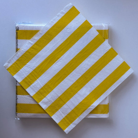 Guardanapo Listrado Amarelo – 33x33cm (20 un)