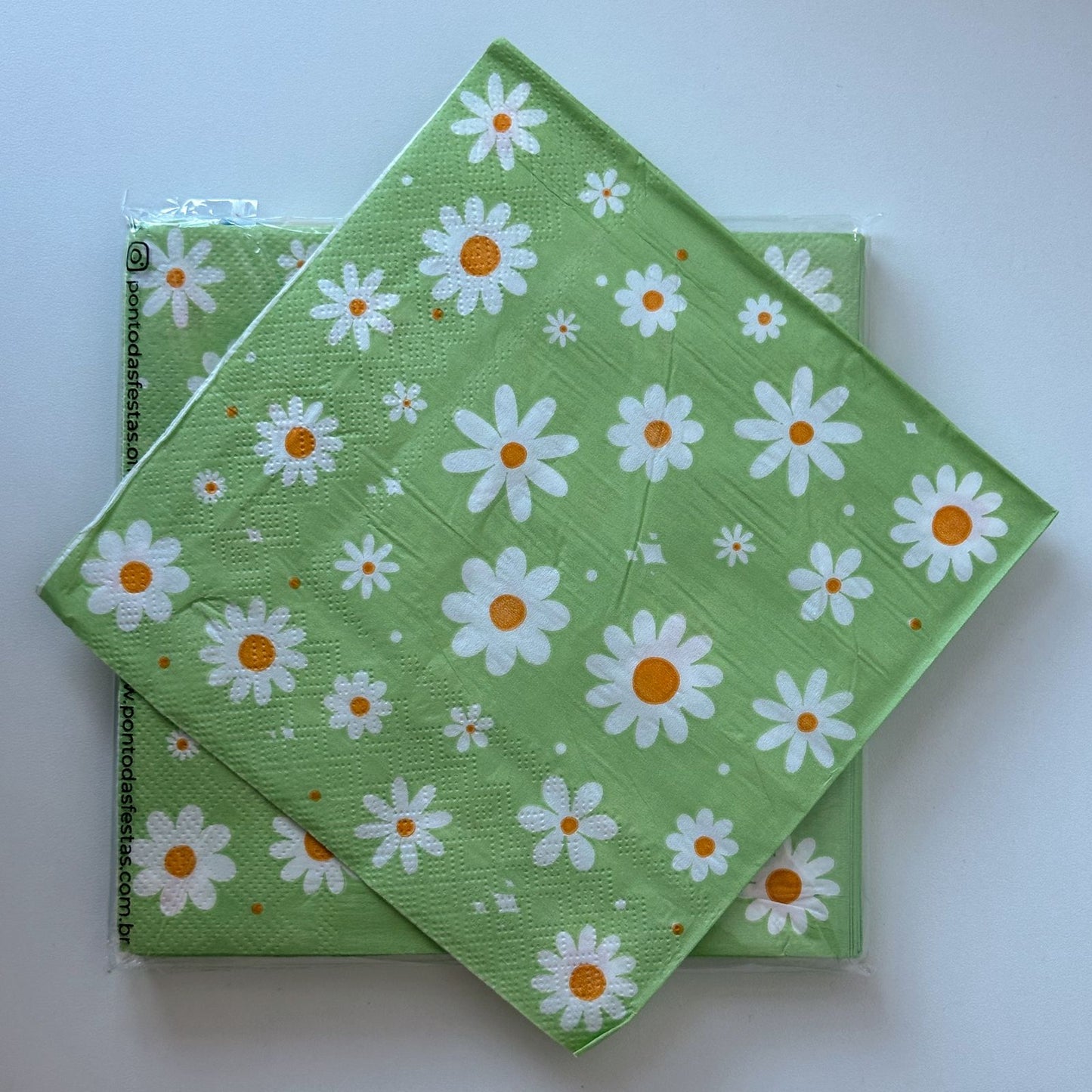 Guardanapo Margaridas Verde – 33x33cm (20 un)