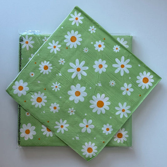 Guardanapo Margaridas Verde – 33x33cm (20 un)