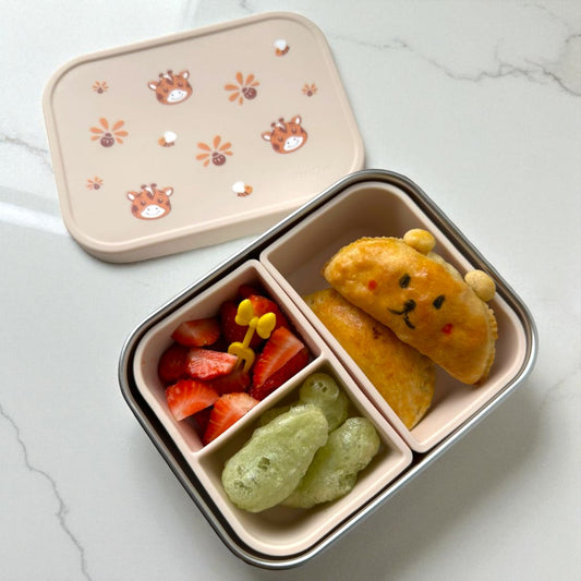 Lancheira Infantil Inox com Divisórias – Modelos Dino, Gatinha e Girafa