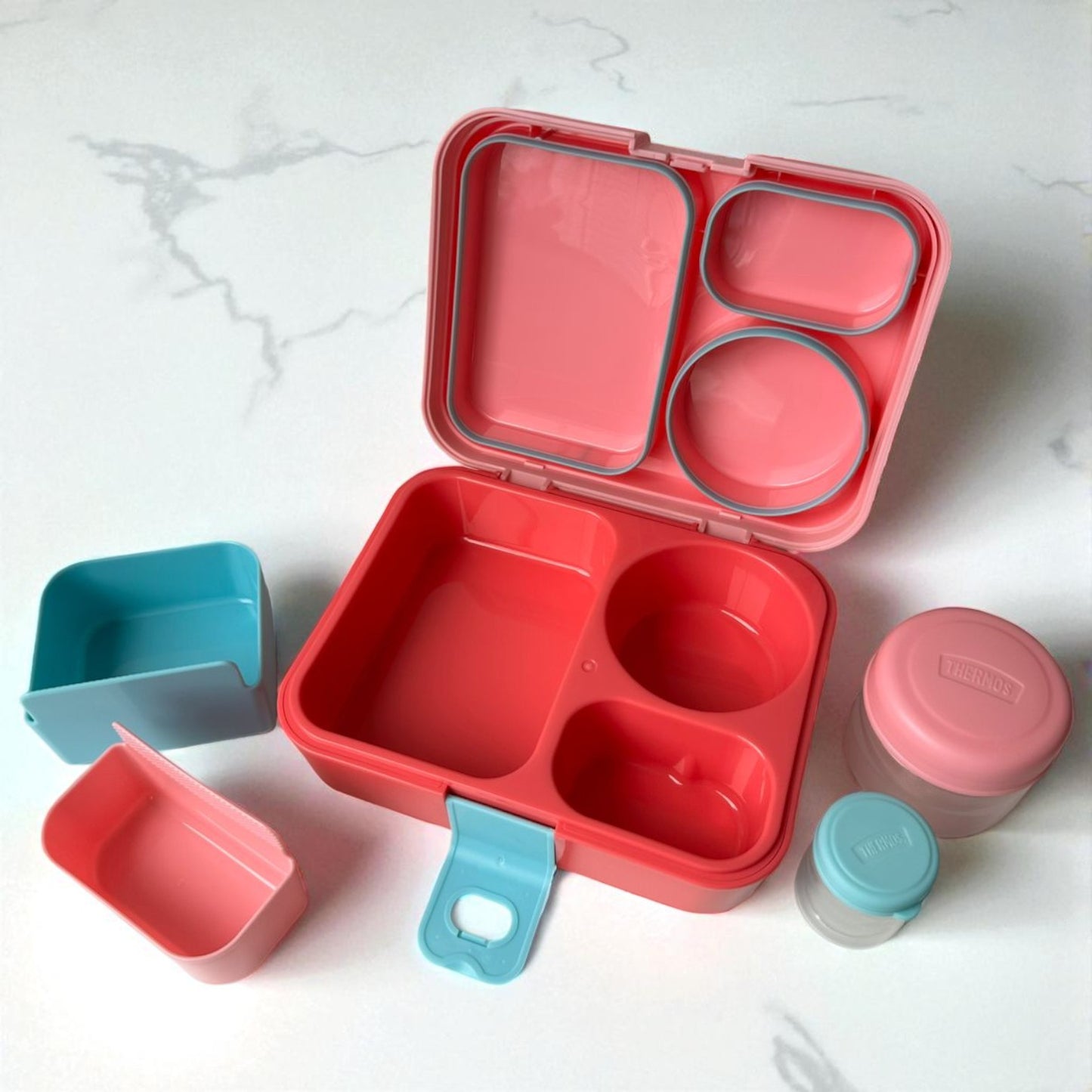 Bento Box Thermos Original – Lancheira Vedada e Compacta (Rosa ou Azul)