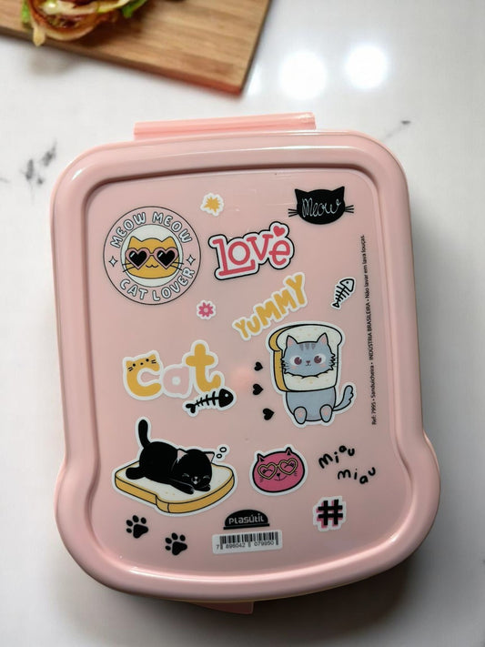 Sanduicheira Infantil Gatinhos Rosa com Estampa Fofa
