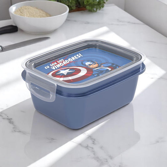 Lancheira Infantil Capitão América Azul - 630ml | Estampa “Eu sou dos Vingadores!”