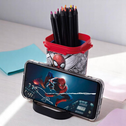 Porta-lápis Homem-Aranha com Suporte de Celular