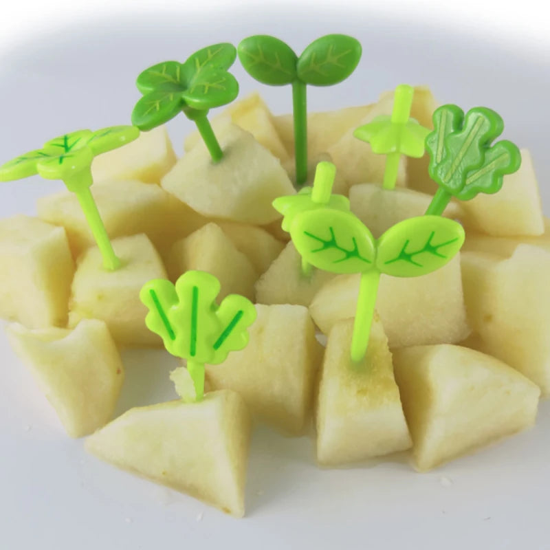 8 pçs garfo de frutas palito quatro folhas trevo plástico